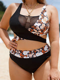 Plus Size Sexy Floral Print Bikini Swimsuit Women Bathing Suits Swimwear Conjunto High Cut Biquini Feminino