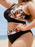 Plus Size Sexy Floral Print Bikini Swimsuit Women Bathing Suits Swimwear Conjunto High Cut Biquini Feminino