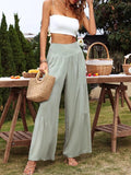 Spot Goods Summer Casual Wide Leg Cotton Linen Popular High Waist Loose Pants Women Pants