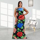 Summer Floral Print Tight Plus Size Dress Plus Size
