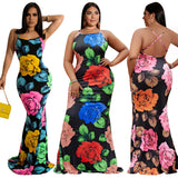 Summer Floral Print Tight Plus Size Dress Plus Size