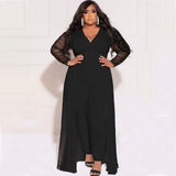 Popular Plus Size Woman Sexy V-neck Stitching Long Sleeve Solid Color Set