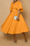 Women Clothing Solid Color Thickened Loose Half Length Sleeve Dress