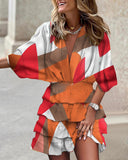 Women's Batman Sleeve V Neck Irregular Hem Dress