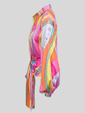Plus Size Autumn  Loose Long Sleeve Printed  Shirt Top
