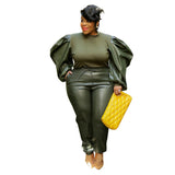 Plus Size Stitching Coating Trendy Casual  Suit