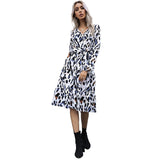 V-neck Lace Up Long Sleeve Dress