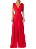 Women  Clothing Summer Elegant Slim High Waist Solid Color Jumpsuit