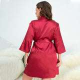 Plus Size Pajamas Women Summer Women Bathrobe Sexy Morning Gowns Homewear outside Ice Silk Robe