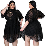 Plus Size Popular  Sexy See-through Mesh Hollow Out Cutout Dress for Women