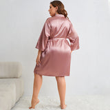 Plus Size Sexy Morning Gowns Slip Nightdress Suit Ice Silk Silk Pajamas Homewear Night Robe Spring Summer Two Piece Dress