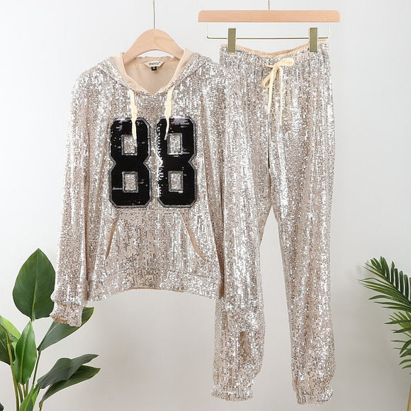 Casual Lady Graceful Sweatshirt Suit Two Piece Set Summer Women Clothing