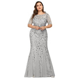 Plus Size Evening Dress  Version Sequin Mesh Fishtail Slim Fit Sexy Women Clothing
