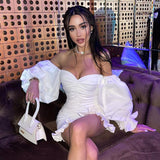 Casual One Line Neck Long Sleeve Dress