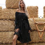 Off Shoulder Loose Long Sleeve Dress