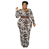 Plus Size Autumn Winter Leopard Print Slim Fit  Women Dress