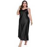 Plus Size Pajamas Women Fashionable Breathable Casual Pajamas Long Artificial Silk Sexy Sling Nightdress