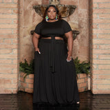 Plus Size Tie-Dyed Solid Color Casual Set  Women Two-Piece Suit