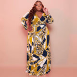 Plus Size Autumn Winter V neck Stretch Knitted  Women Dress With Belt