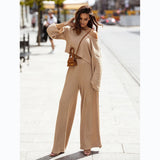Street Autumn Winter Waffle Long Sleeve Pants Set