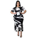 Plus Size Women Clothes Spring round Neck Short Sleeve Dress