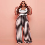 Plus Size Striped Street Casual Suit  Women Two-Piece Suit