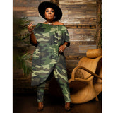 plus Size Women Wear off Shoulder Sexy off Shoulder Printing Two Piece Suit