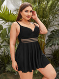 Plus Size Split Swimsuit Women High Waist Tankini Strap Swimwear
