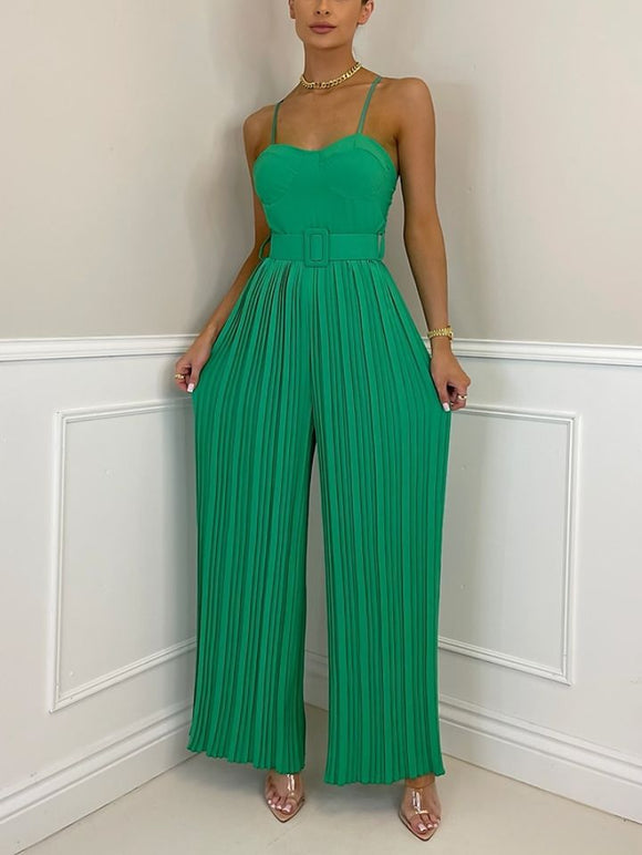 spring/Summer Strap Pleated Sexy Belt Slim Fit Bodysuit