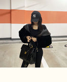 Autumn Winter Street Short High Waist Texture Furry Hooded Coat Women Top Plus Size