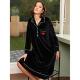 Nightdress Women Autumn Winter Long Sleeves Fleece Lined Thickened Pajamas Women