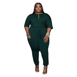 Plus Size Solid Color Loose Casual Jumpsuit  Women Jumpsuit