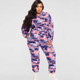 Plus Size Camouflage Loose Casual Two-Piece Suit  Women Suit