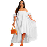 Spring Summer Women Clothing Sexy Off The Shoulder Large Swing Dress