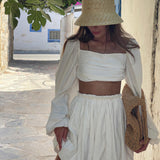 Spring Summer Suit Women  Clothing Lace up Tube Top Backless Top Pleated High Waist Short Skirt Two Piece Set