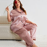 Plus Size Summer Casual Pajamas Two Piece Loose Trousers Pajamas Thin Homewear