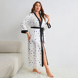 Plus Size Sexy Cartoon Printed Nightgown Spring Autumn Lace Up Nightgown Women Casual Homewear