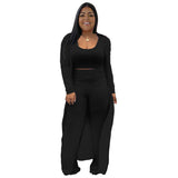 Plus Size Women Clothing   High Elastic Sunken Stripe Three-Piece Suit Tight Sexy Nightclub Women Clothing