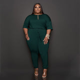 Plus Size Solid Color Loose Casual Jumpsuit  Women Jumpsuit