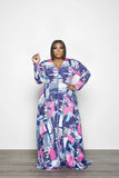 Plus Size Women Clothing Autumn Winter Irregular Asymmetric Color Printed Mop Hem Loose Women Dress