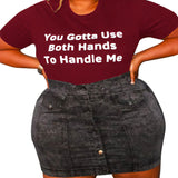 Plus Size Summer Solid Color Printing Tight Street Women T-shirt