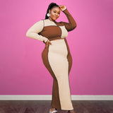 Plus Size Clothing Spring Color Matching Sexy  Casual Set