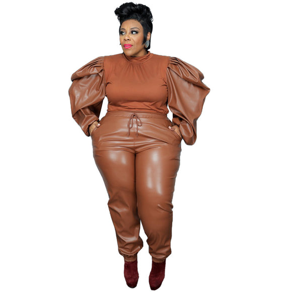 Plus Size Stitching Coating Trendy Casual  Suit