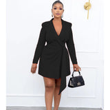Plus Size Autumn Office Office Slim Fit Lace up Suit Skirt  Dress