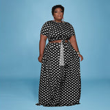Plus Size Dot Casual Two-Piece Suit Polka Dot  Women Suit