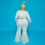 Plus Size Spot Hole Speaker Solid Color Street Trendy  Women Jeans
