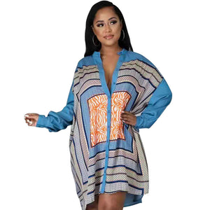 Plus Size Long Sleeve Shirt for Women New Autumn Denim Shirt Blue Early Autumn Baggy Coat Shirt Dress Women Clothing