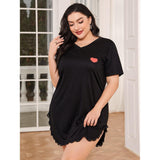 Plus Size Pajamas Women Spring Summer Short Sleeves Nightdress Women Loose Home Wear