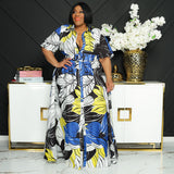 Plus Size Summer Print Long Casual  Women Dress