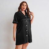 Plus Size Women Pajamas Silk Ice Silk Thin Long Sleeve Cardigan Artificial Silk Simple Sexy Home Wear